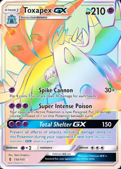 Toxapex-GX 154/145 Guardians Rising Pokemon card