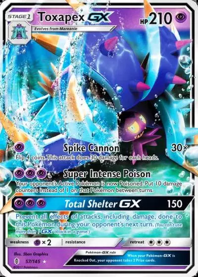 Toxapex-GX 57/145 Guardians Rising Pokemon card