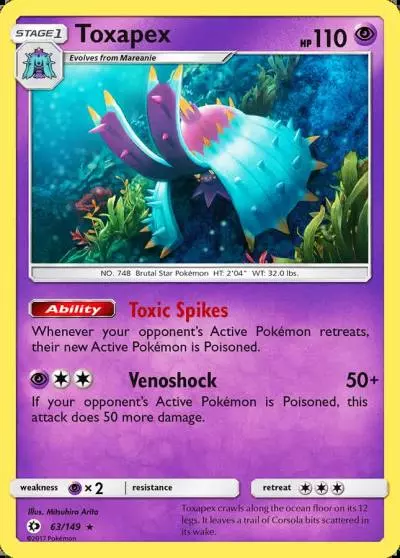 Toxapex 63/149 Sun & Moon Pokemon card