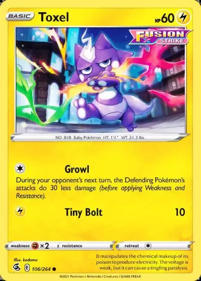 Toxel 106/264 Fusion Strike Pokemon card