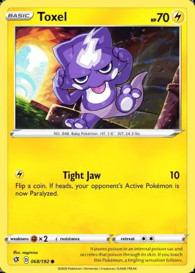 Toxel 68/192 Rebel Clash Pokemon card