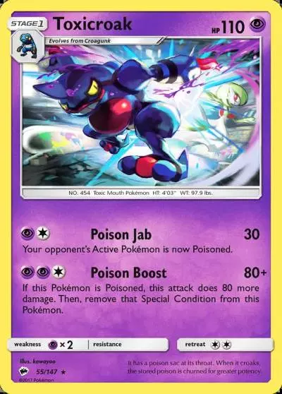 Toxicroak 55/147 Burning Shadows Pokemon card