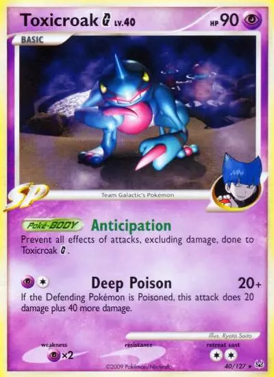 Toxicroak G 40/127 Platinum Pokemon card