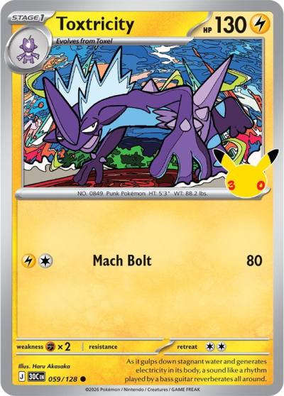 Toxtricity 59/128 30th Celebration Pokemon card