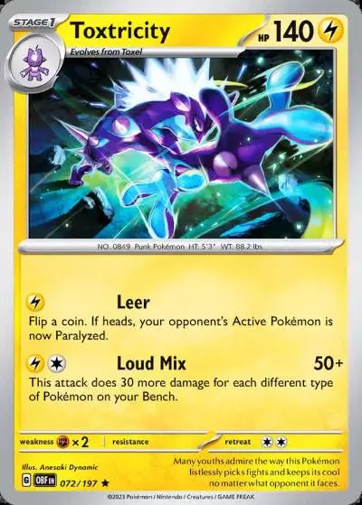 Toxtricity 72/197 Obsidian Flames Pokemon card