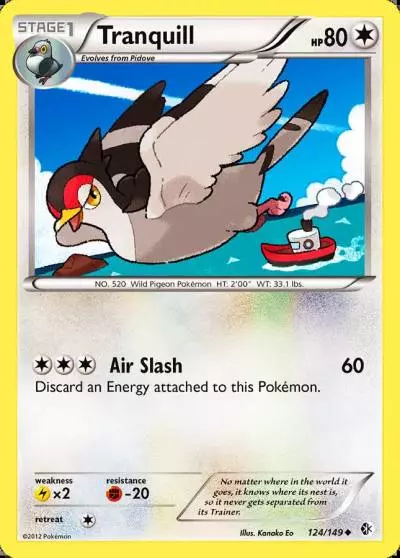 Tranquill 124/149 Boundaries Crossed Pokemon card