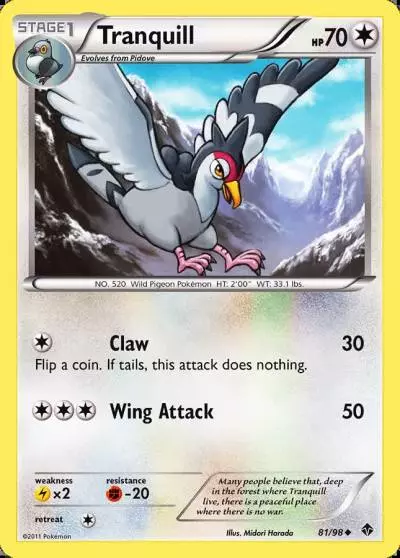 Tranquill 81/98 Emerging Powers Pokemon card