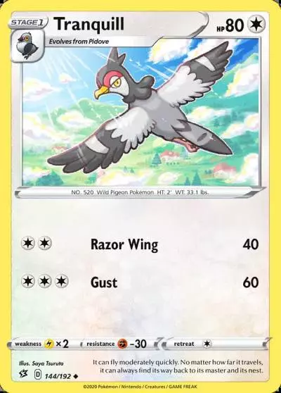 Tranquill 144/192 Rebel Clash Pokemon card
