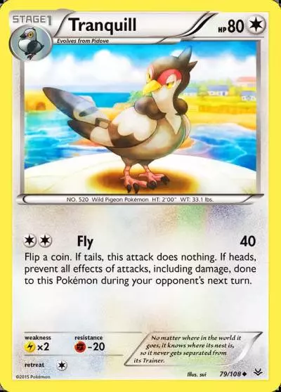Tranquill 79/108 Roaring Skies Pokemon card
