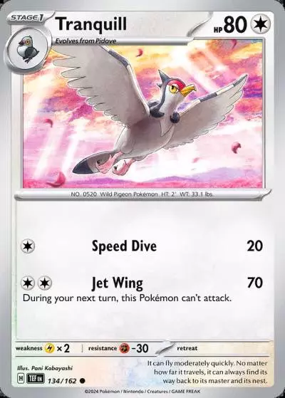 Tranquill 134/162 Temporal Forces Pokemon card