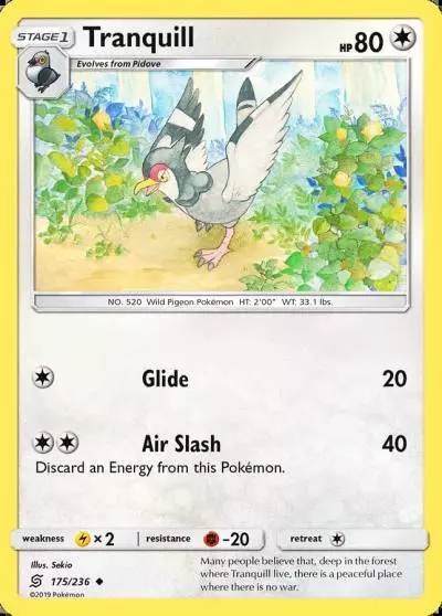 Tranquill 175/236 Unified Minds Pokemon card