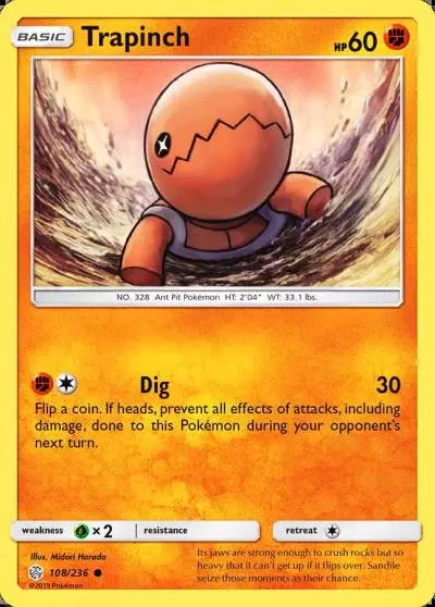 Trapinch 108/236 Cosmic Eclipse Pokemon card