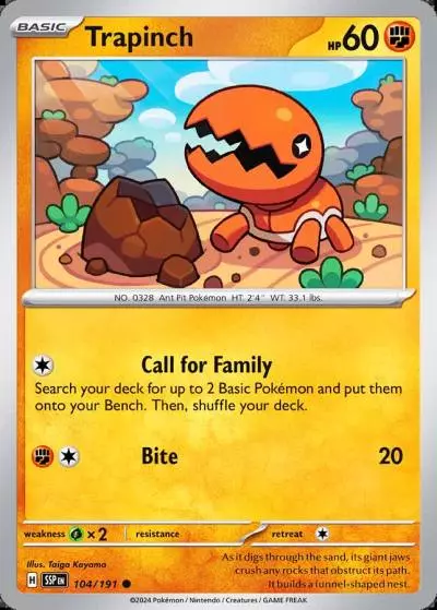 Trapinch 104/191 Surging Sparks Pokemon card