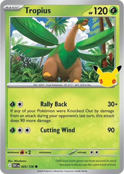 Tropius 5/128 30th Celebration Pokemon card