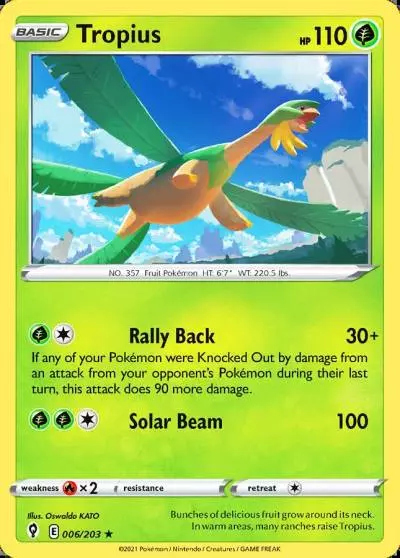 Tropius 6/203 Evolving Skies Pokemon card