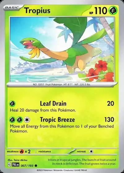 Tropius 7/193 Paldea Evolved Pokemon card