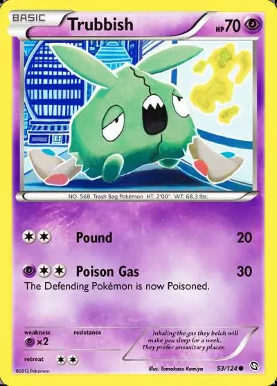 Trubbish 53/124 Dragons Exalted Pokemon card