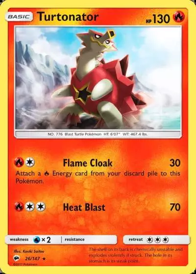 Turtonator 26/147 Burning Shadows Pokemon card