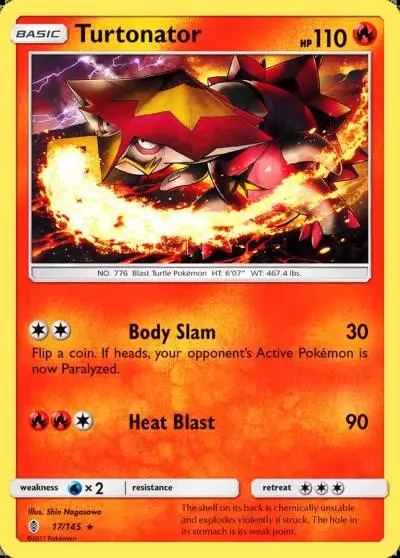 Turtonator 17/145 Guardians Rising Pokemon card