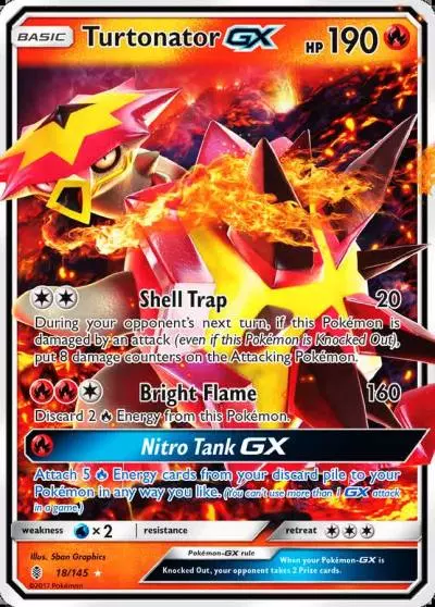 Turtonator-GX 18/145 Guardians Rising Pokemon card