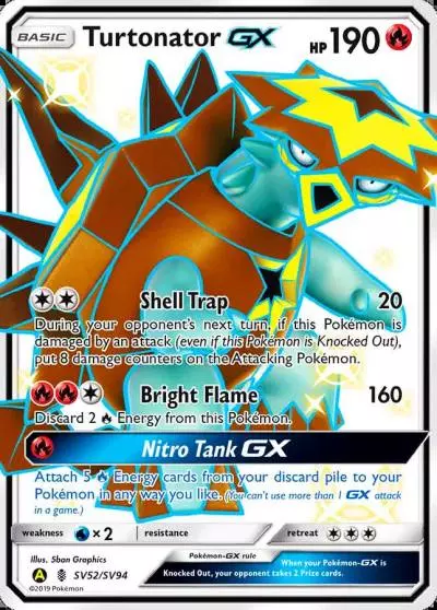 Turtonator-GX SV52/94 Hidden Fates Shiny Vault Pokemon card