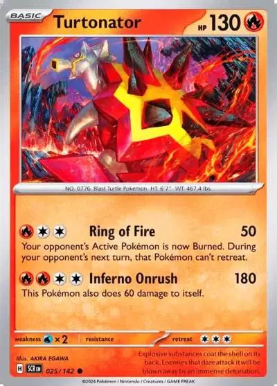 Turtonator 25/142 Stellar Crown Pokemon card
