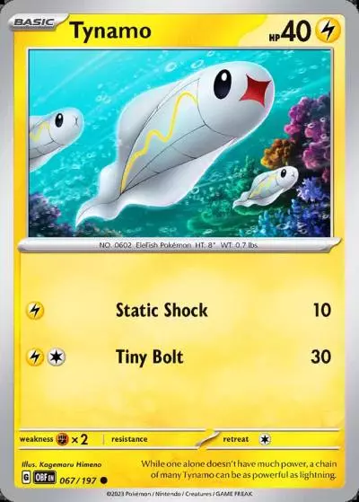 Tynamo 67/197 Obsidian Flames Pokemon card