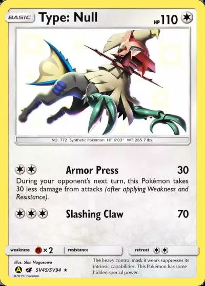 Type: Null SV45/94 Hidden Fates Shiny Vault Pokemon card