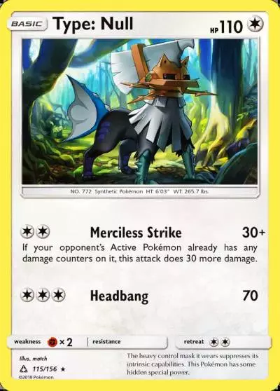 Type: Null 115/156 Ultra Prism Pokemon card