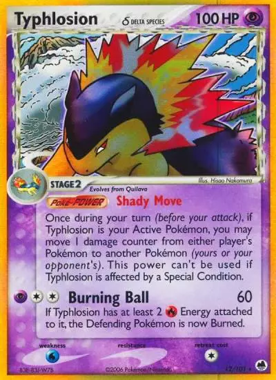 Typhlosion δ 12/101 Dragon Frontiers Pokemon card