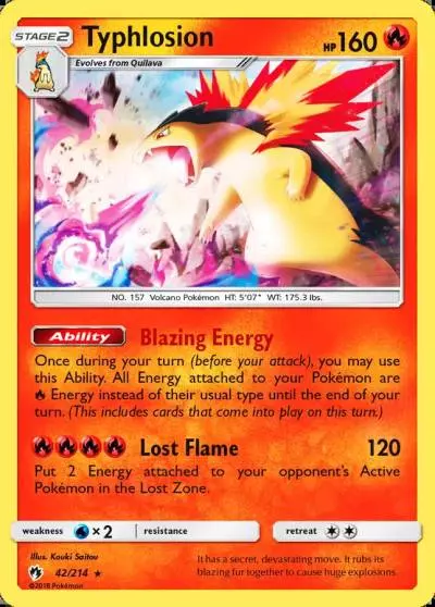Typhlosion 42/214 Lost Thunder Pokemon card