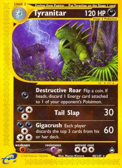 Tyranitar 40/147 Aquapolis Pokemon card