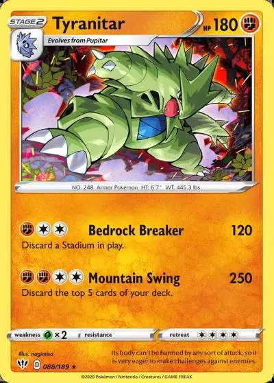 Tyranitar 88/189 Darkness Ablaze Pokemon card