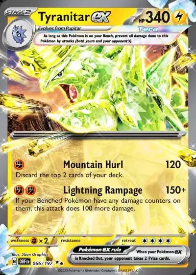 Tyranitar ex 66/197 Obsidian Flames Pokemon card