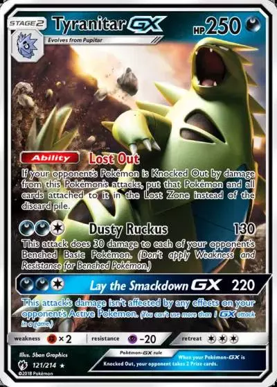 Tyranitar-GX 121/214 Lost Thunder Pokemon card