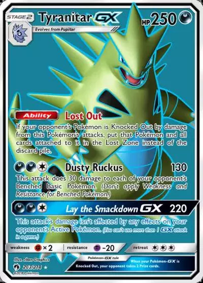 Tyranitar-GX 203/214 Lost Thunder Pokemon card