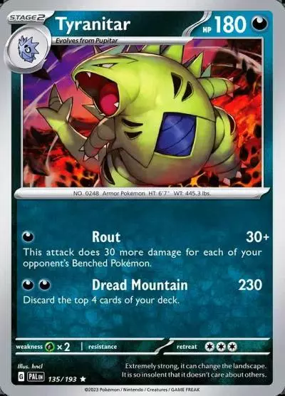 Tyranitar 135/193 Paldea Evolved Pokemon card