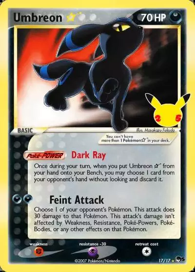 Umbreon ★ 17/25 Celebrations: Classic Collection Pokemon card