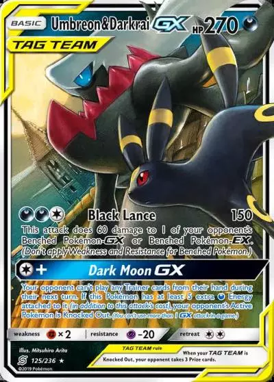 Umbreon & Darkrai-GX 125/236 Unified Minds Pokemon card