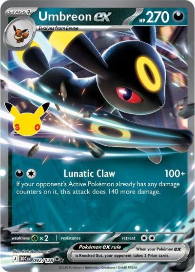 Umbreon ex 92/128 30th Celebration Pokemon card