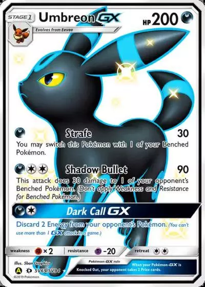 Umbreon-GX SV69/94 Hidden Fates Shiny Vault Pokemon card
