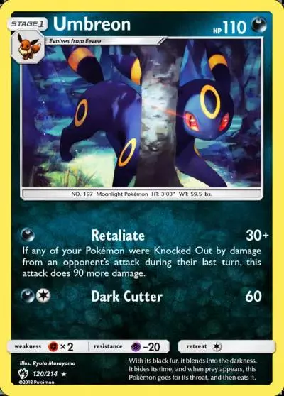 Umbreon 120/214 Lost Thunder Pokemon card