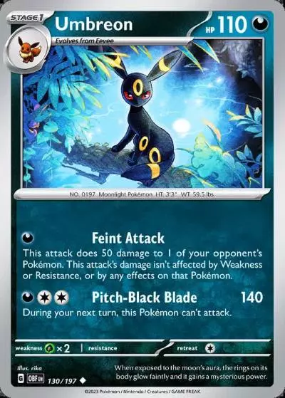 Umbreon 130/197 Obsidian Flames Pokemon card