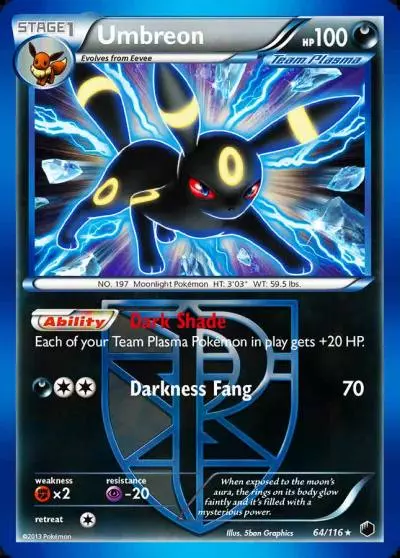 Umbreon 64/116 Plasma Freeze Pokemon card