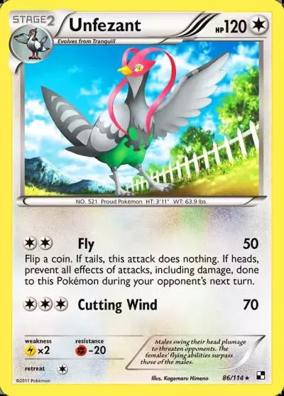 Unfezant 86/114 Black & White Pokemon card