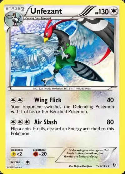 Unfezant 125/149 Boundaries Crossed Pokemon card