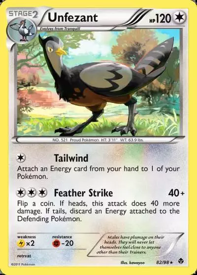 Unfezant 82/98 Emerging Powers Pokemon card