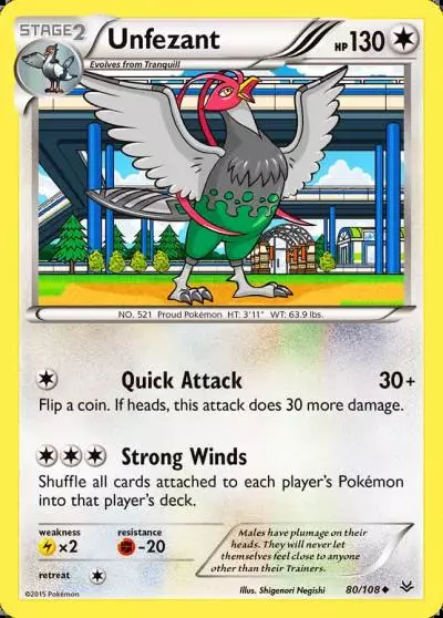 Unfezant 80/108 Roaring Skies Pokemon card