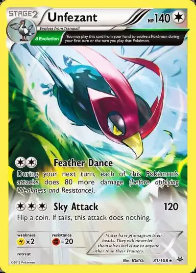 Unfezant 81/108 Roaring Skies Pokemon card