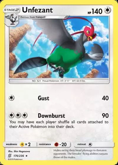 Unfezant 176/236 Unified Minds Pokemon card